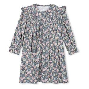 One Child Fawn Floral Pleated Detail Dress Girls 14 Pink / Green Short Length